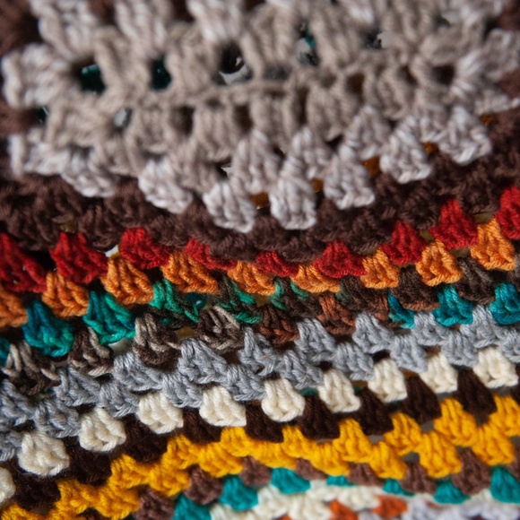 Colorful Knit Crochet Afghan Throw Blanket 32" x 41" - Picture 6 of 6